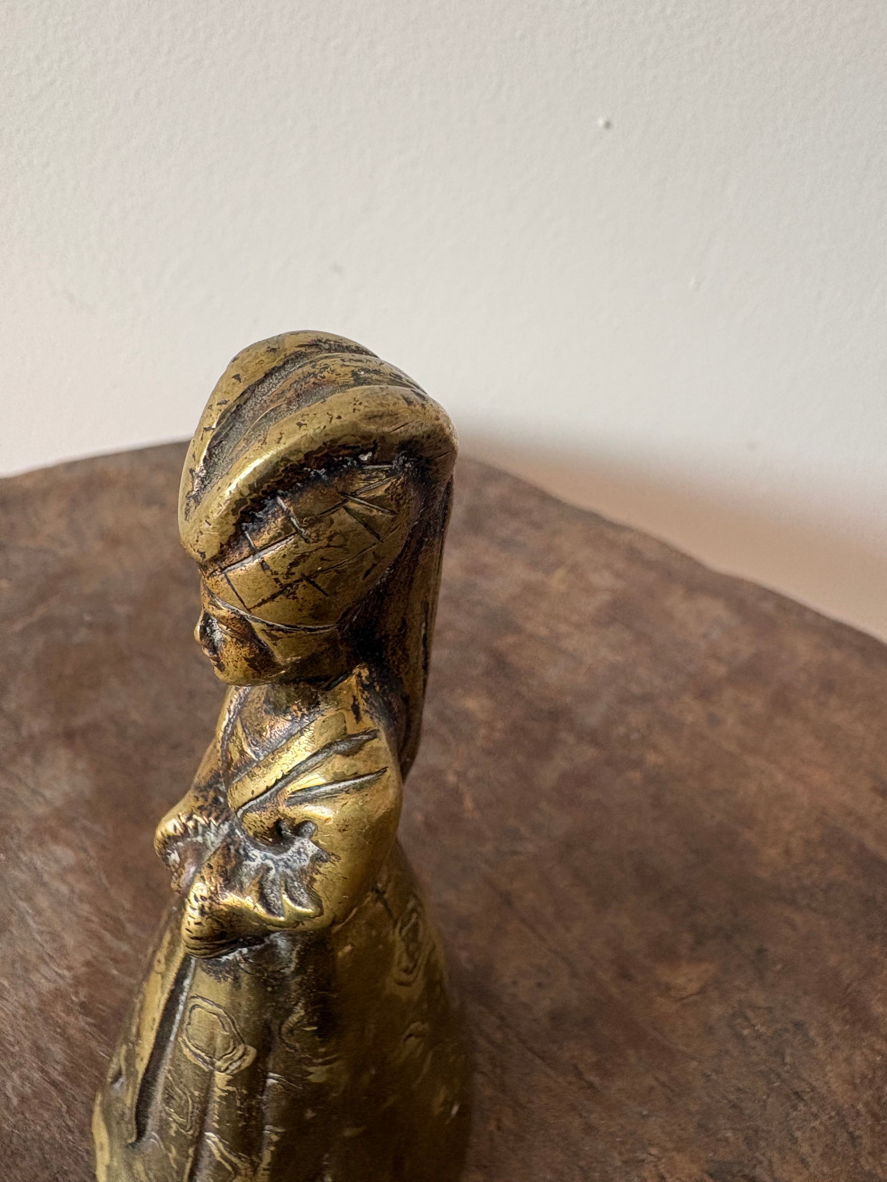 Vintage messing tafelbel (damefiguur)