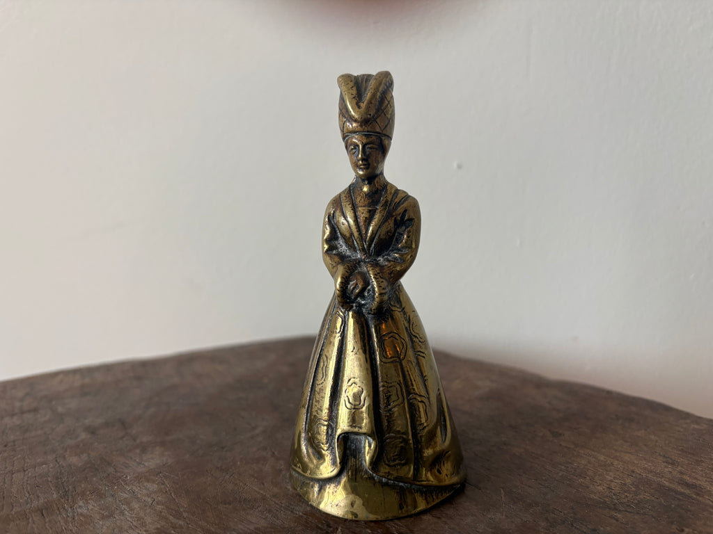Vintage messing tafelbel (damefiguur)