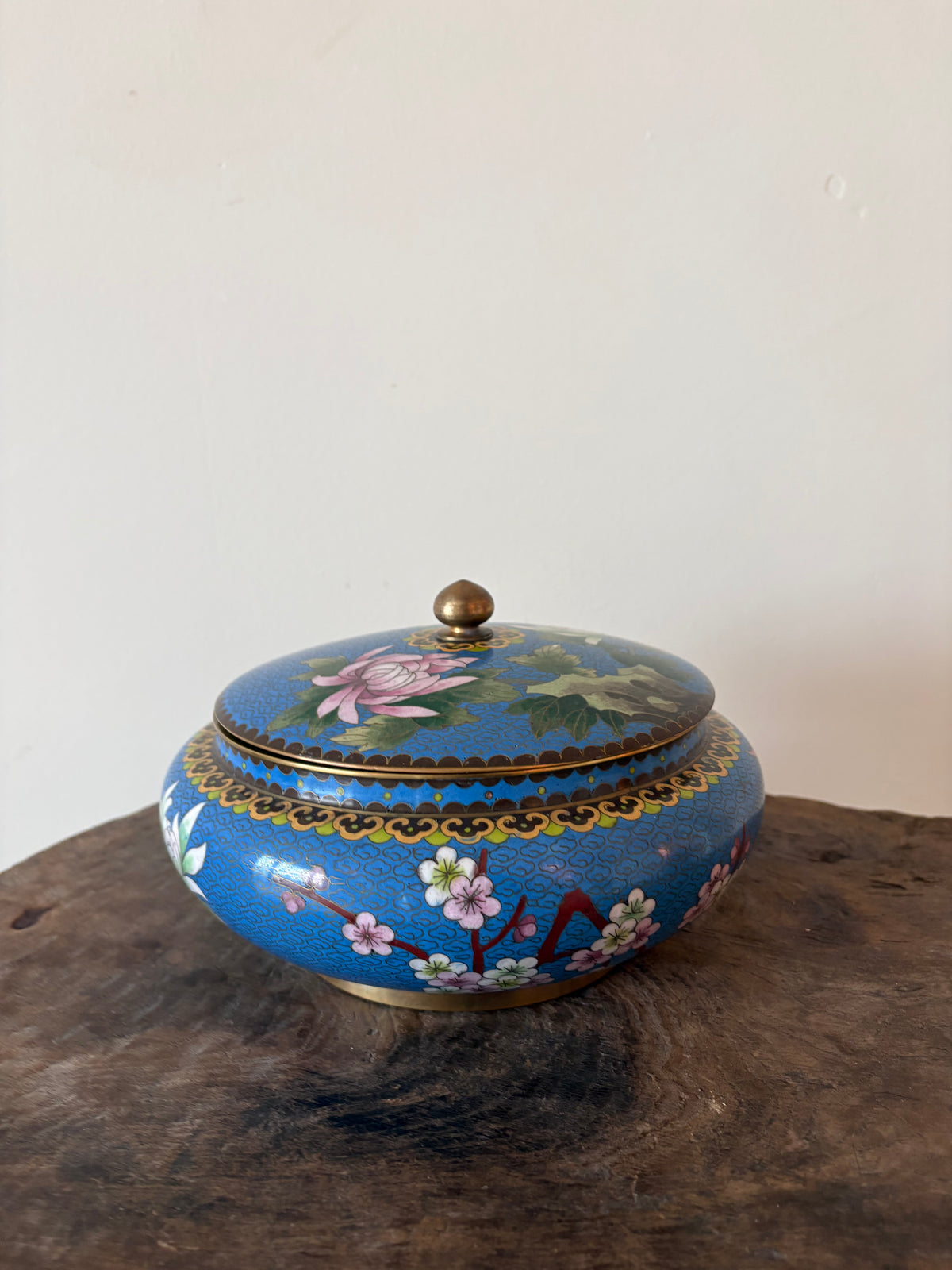 Prachtige blauwe vintage cloisonné