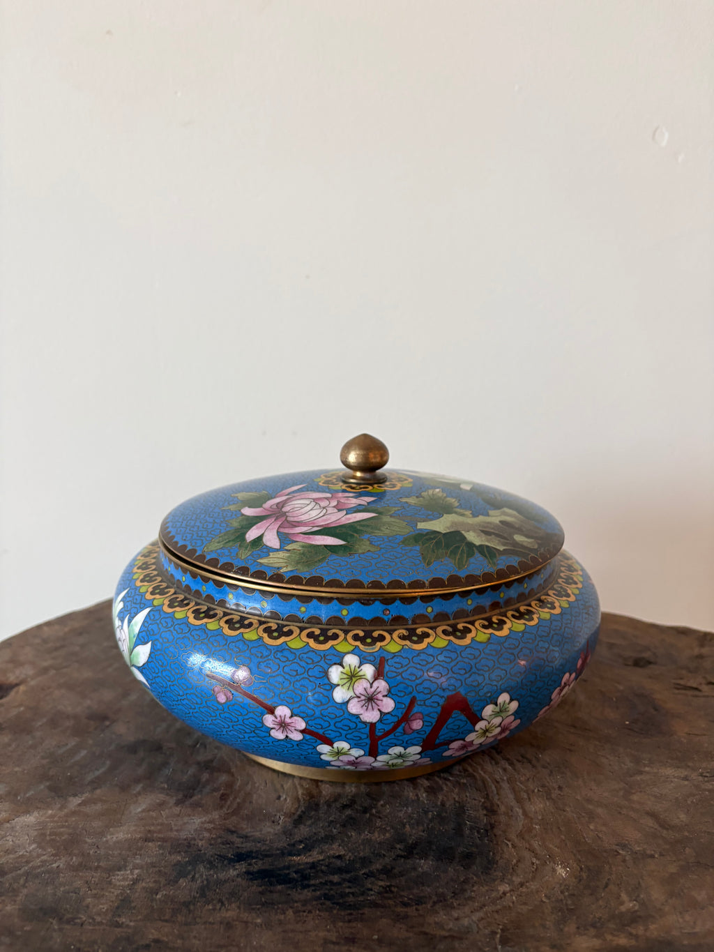 Prachtige blauwe vintage cloisonné