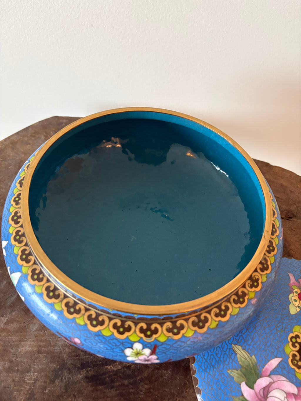Prachtige blauwe vintage cloisonné
