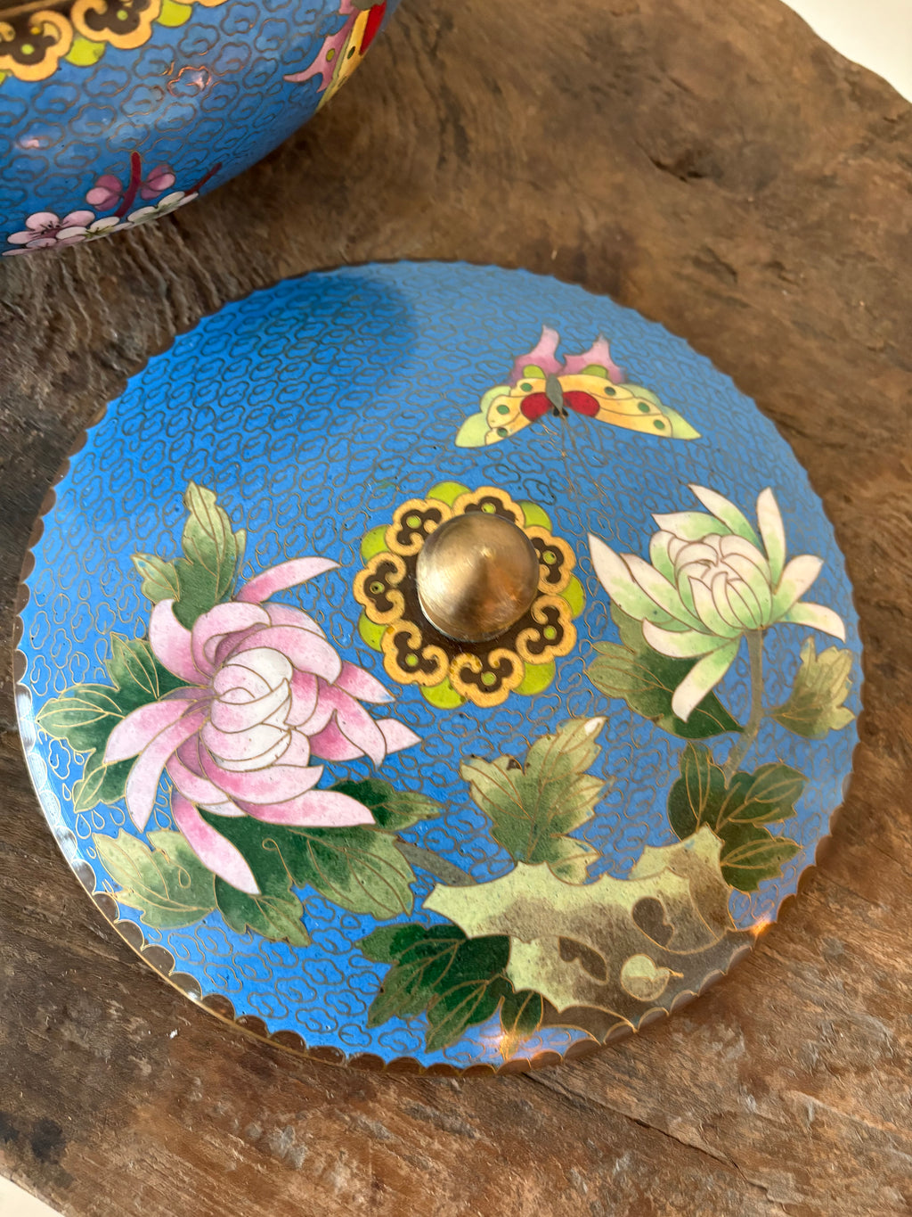 Prachtige blauwe vintage cloisonné