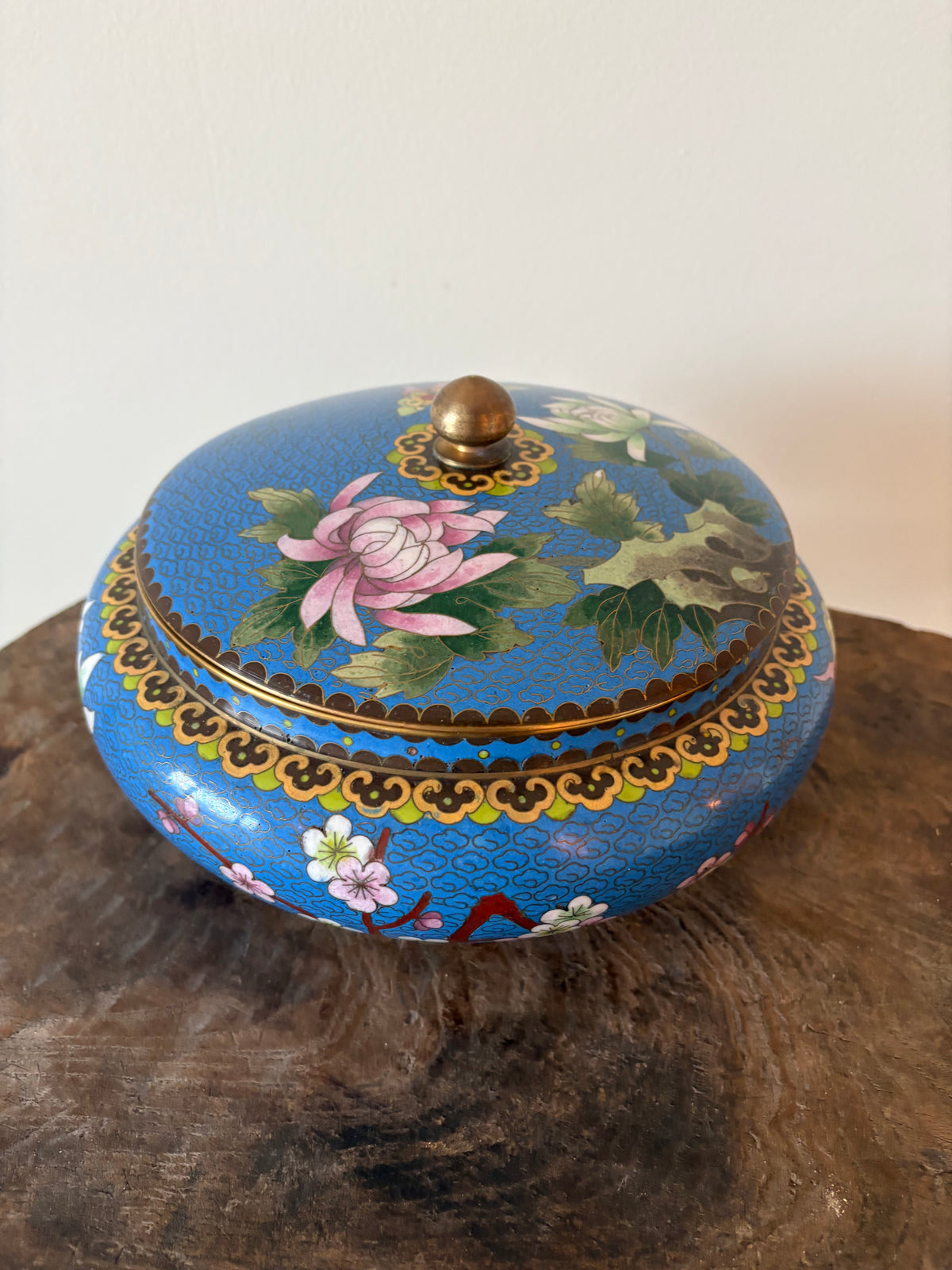 Prachtige blauwe vintage cloisonné