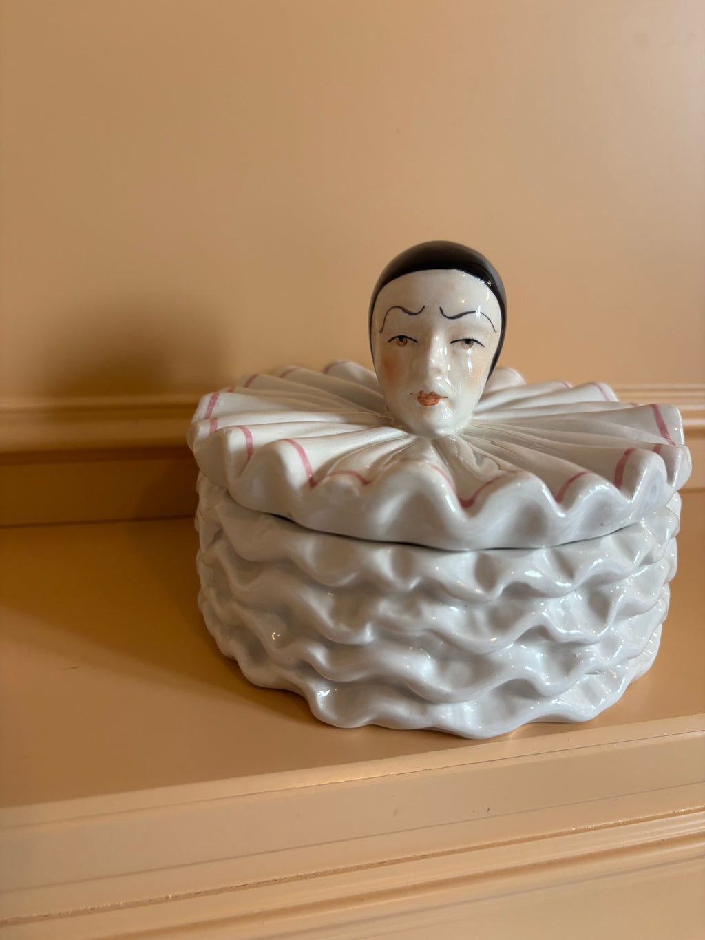 Unieke Pierrot/Clown Doosje - Vintage Keramiek