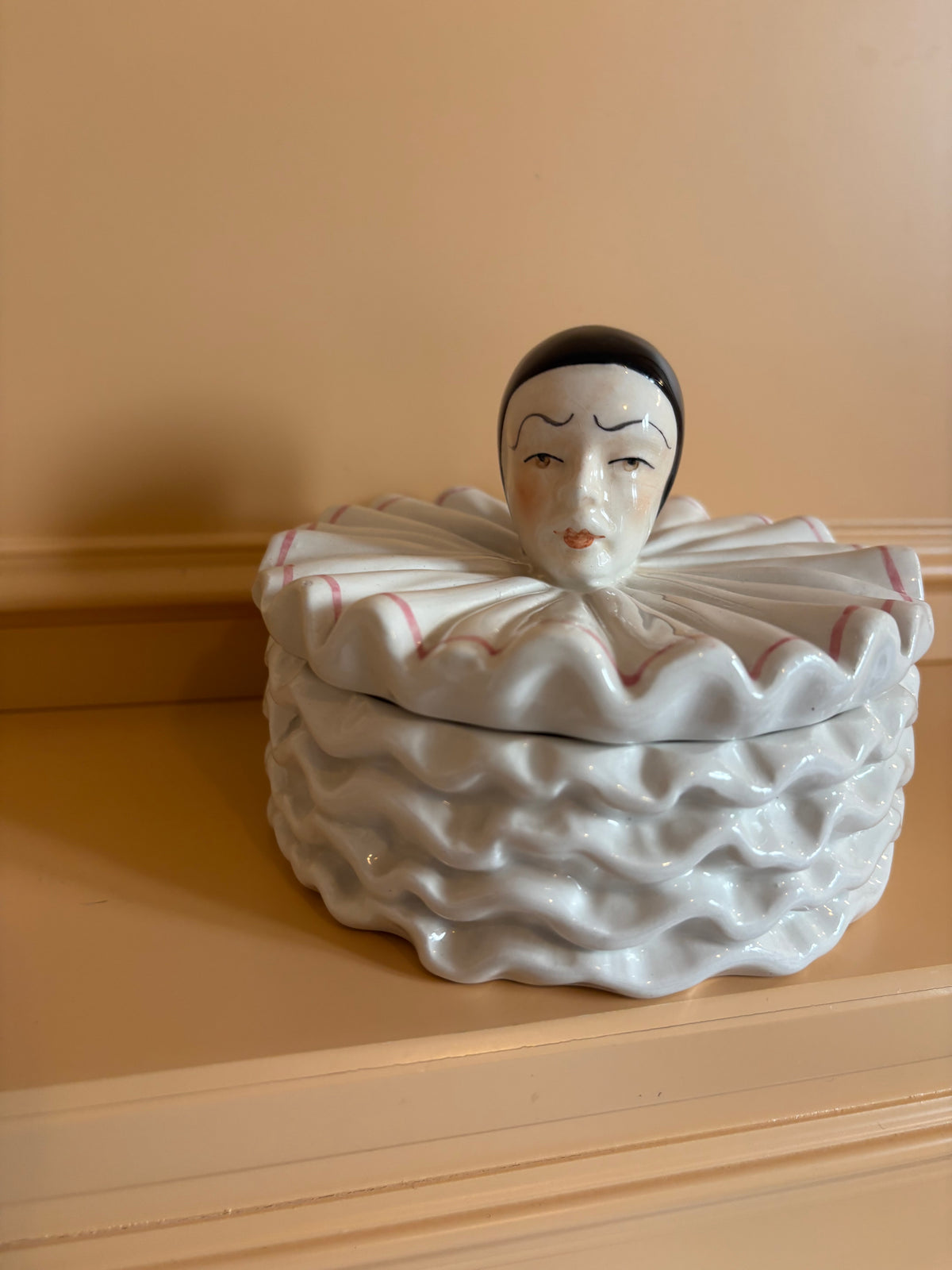 Unieke Pierrot/Clown Doosje - Vintage Keramiek