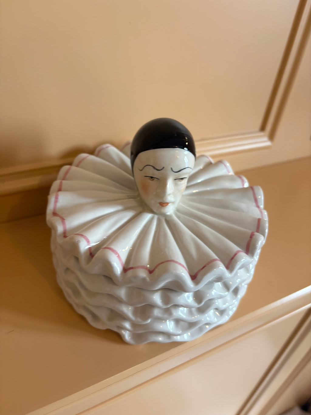 Unieke Pierrot/Clown Doosje - Vintage Keramiek