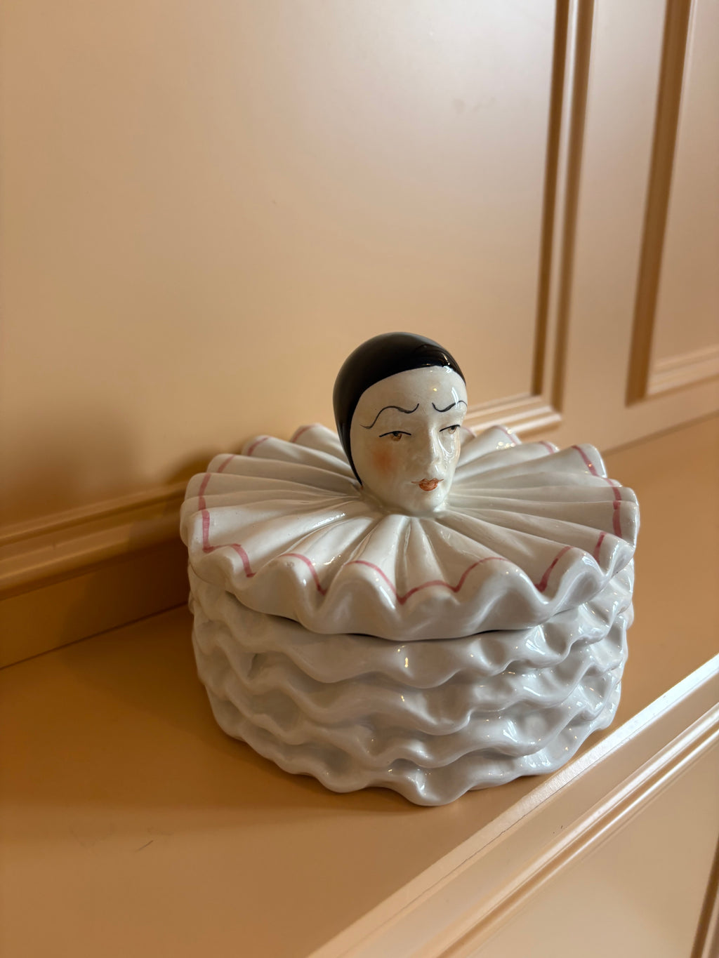 Unieke Pierrot/Clown Doosje - Vintage Keramiek