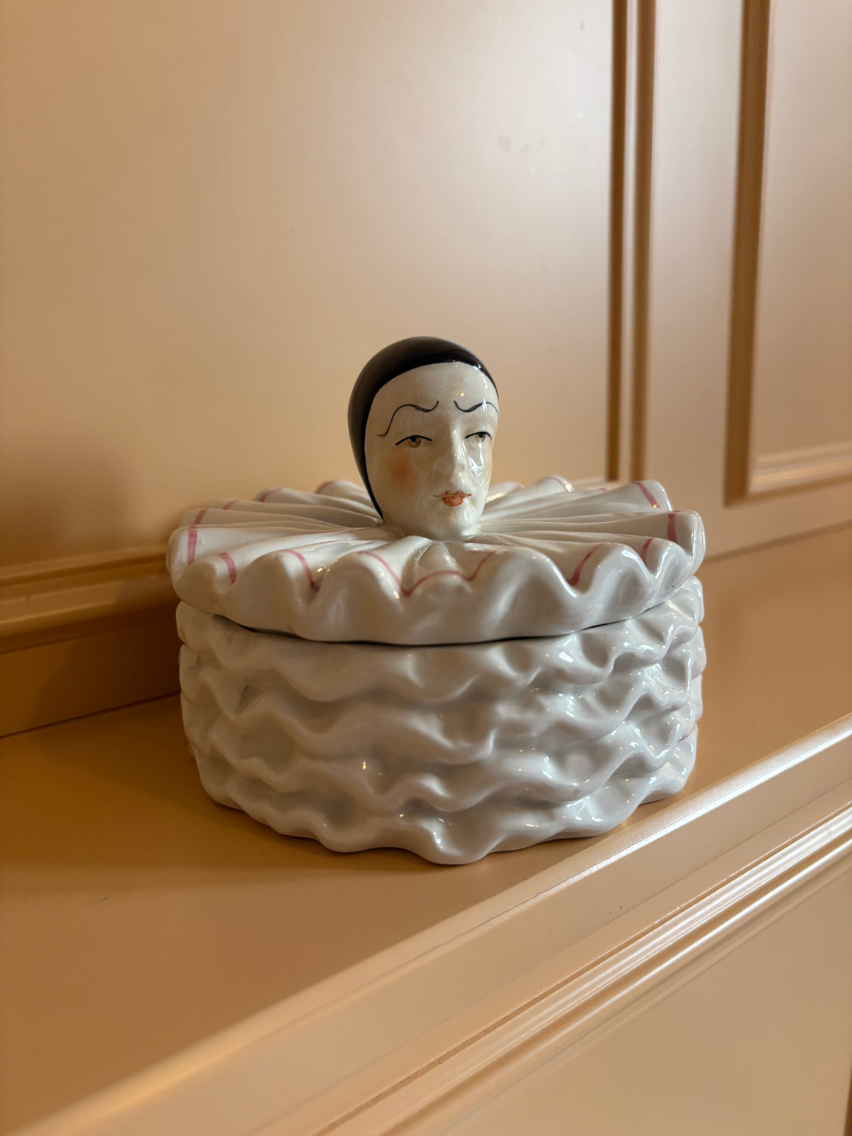 Unieke Pierrot/Clown Doosje - Vintage Keramiek