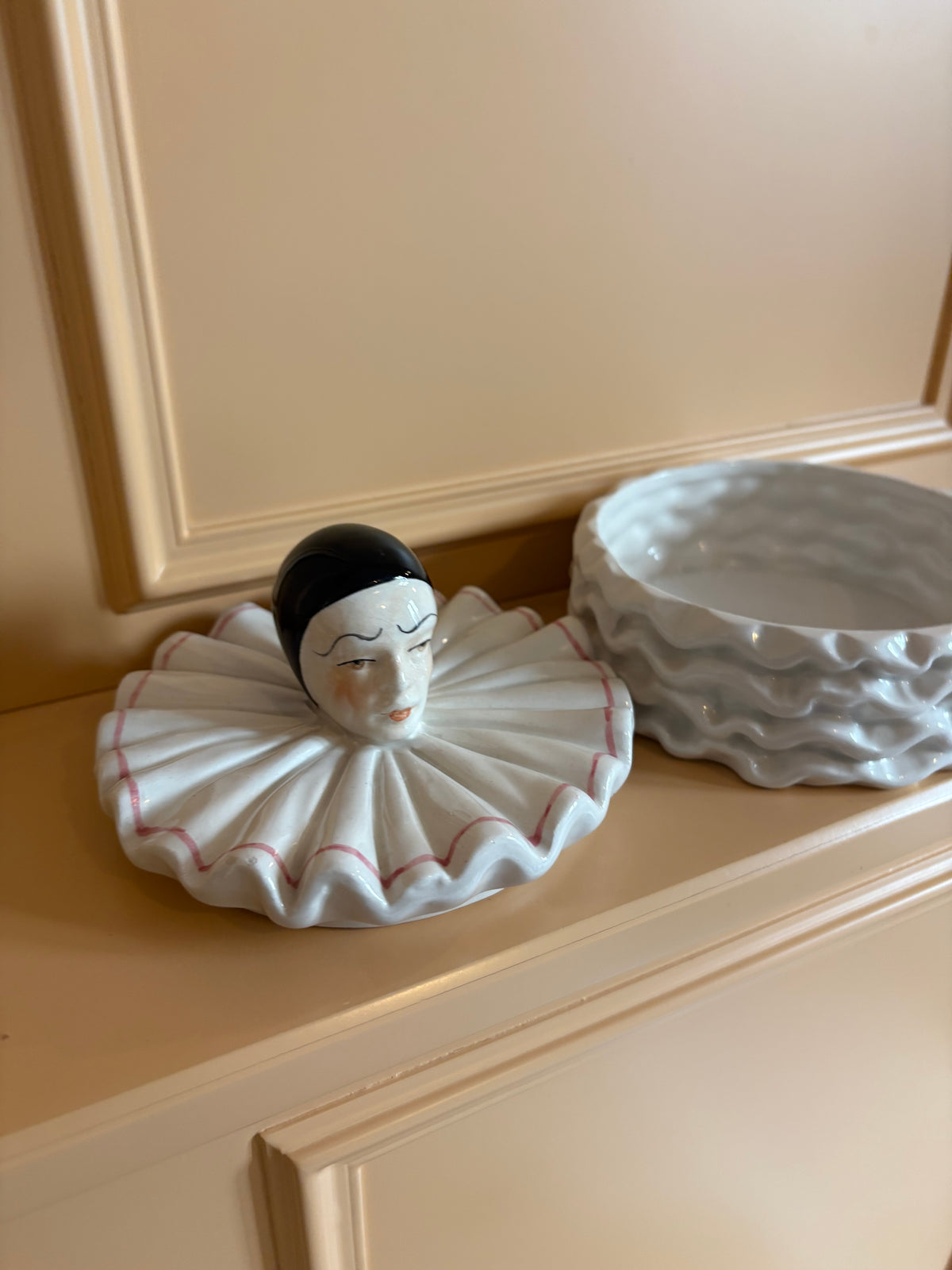 Unieke Pierrot/Clown Doosje - Vintage Keramiek