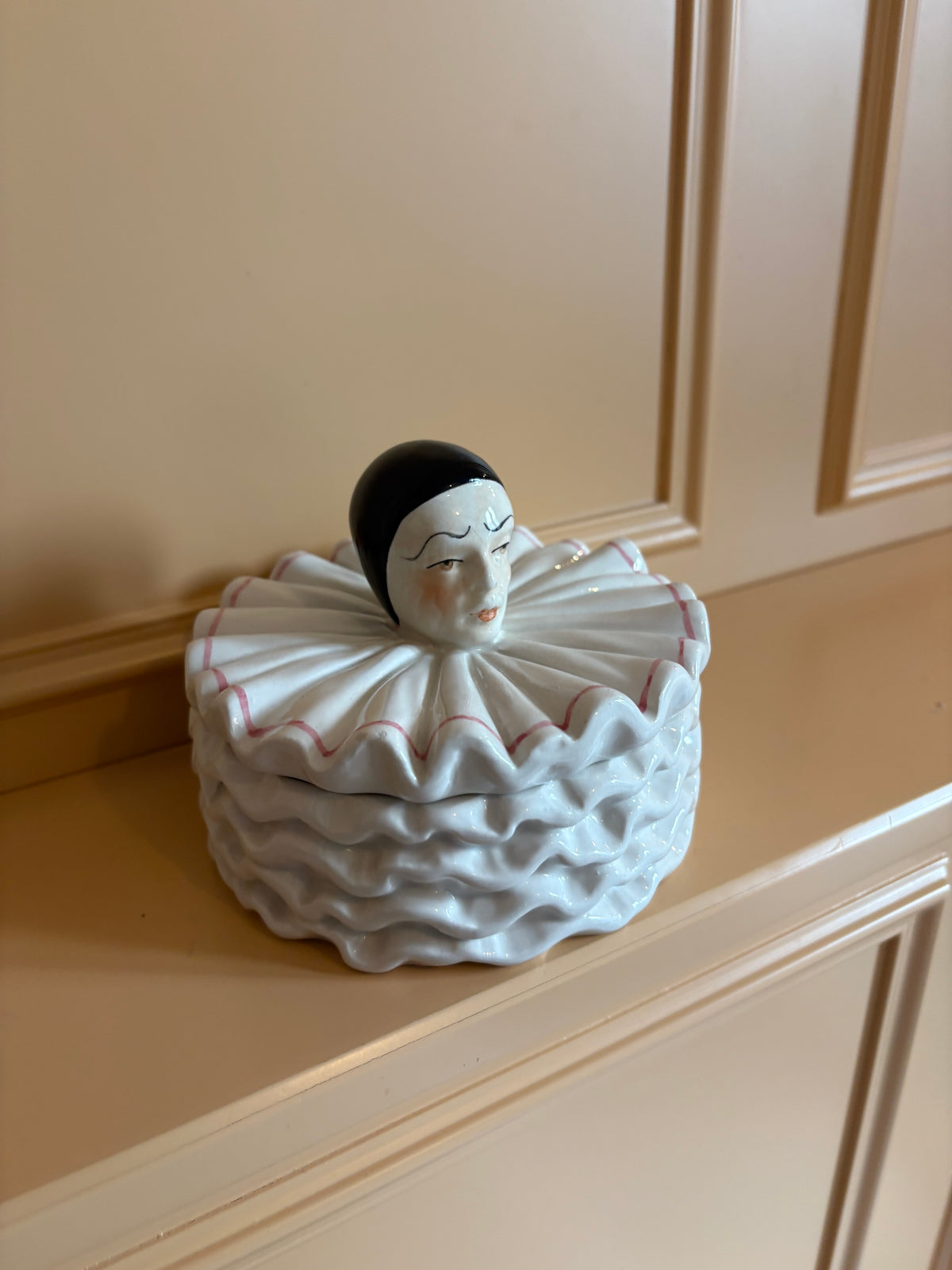 Unieke Pierrot/Clown Doosje - Vintage Keramiek