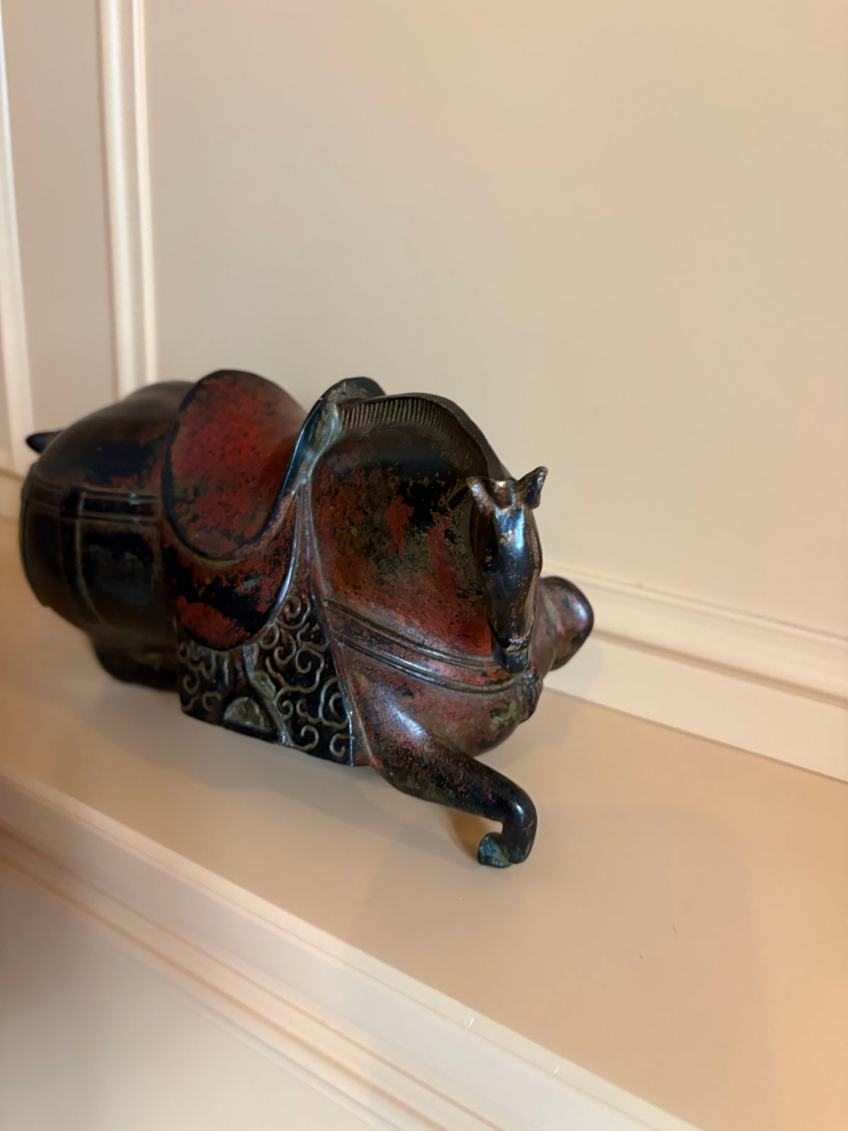 Antieke bronzen paard stijl uit Chinese Tang Dynastie
