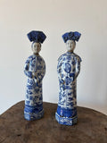 Chinees blauw wit porseleinen Beeldjespaar