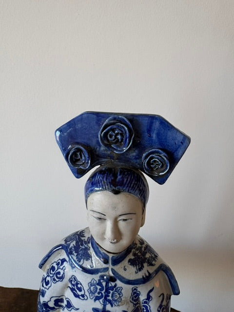 Chinees blauw wit porseleinen Beeldjespaar