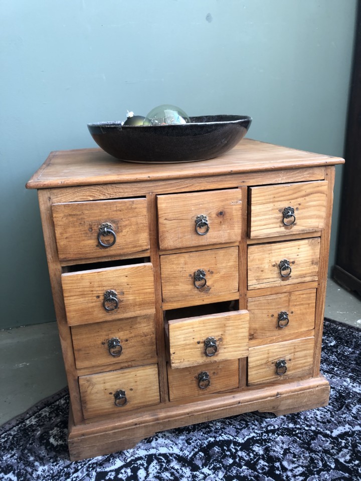 Old Wooden Chest Of Drawers With 12 Deep Drawers Vindustrial